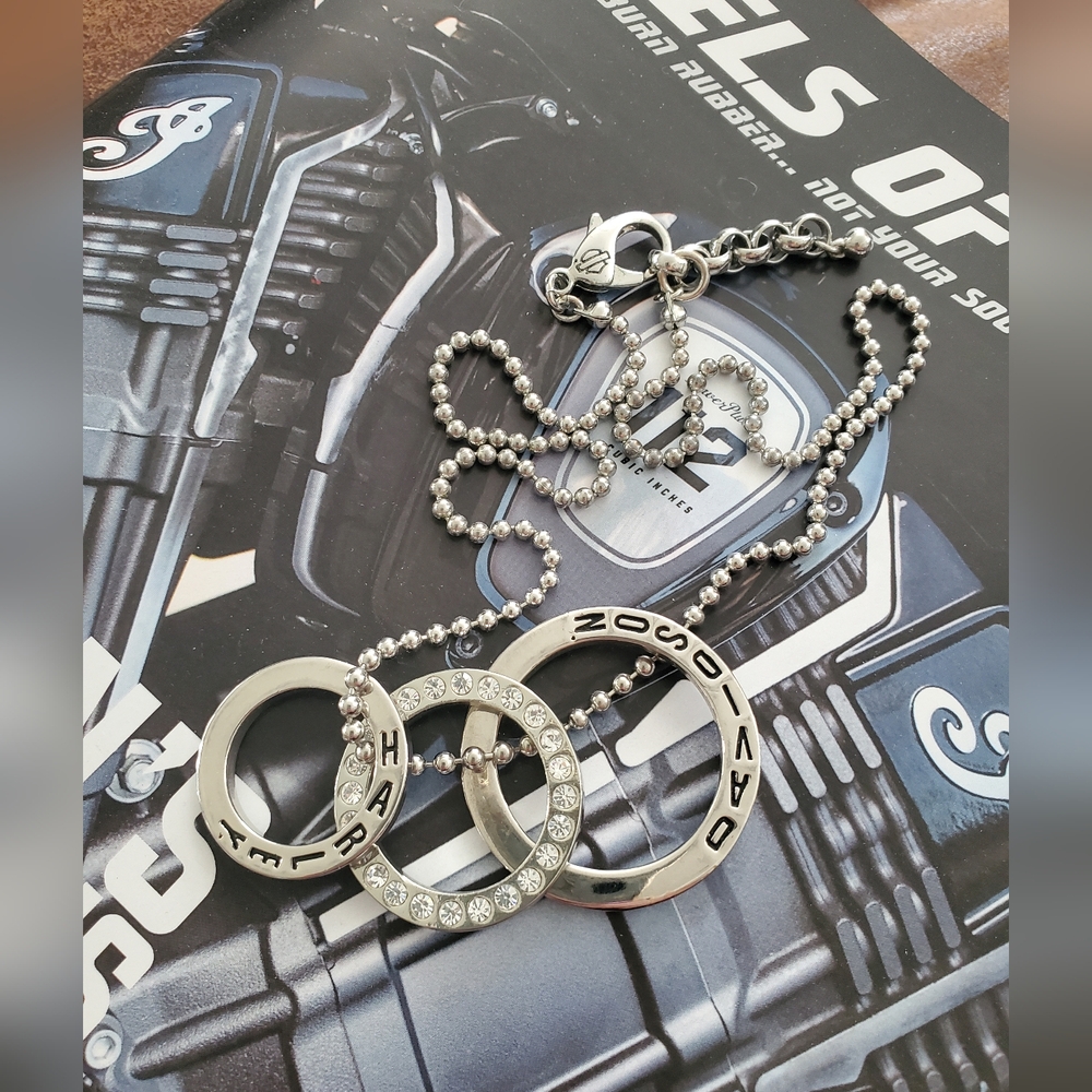 Harley-Davidson Silver Necklace with Crystal Accents